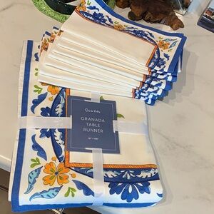 NEW Sur la Table Granada Table Runner 108x16 and 8 NEW matching napkins 20x20